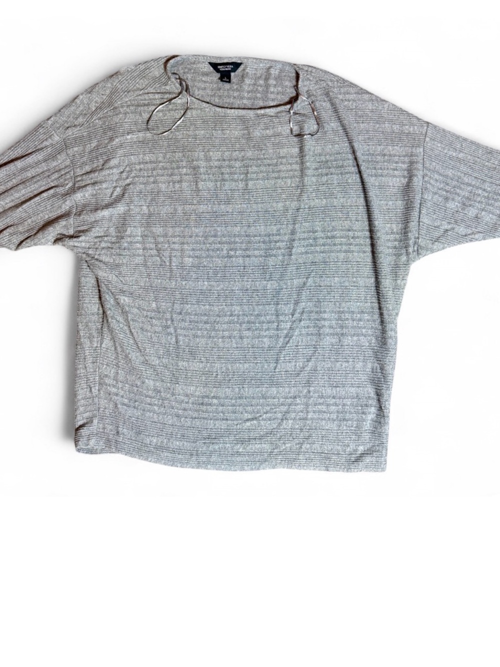 Simply Vera Vera Wang Gray Striped Open Neck Top size L